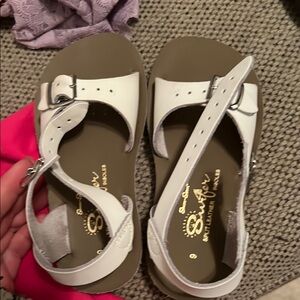SUN SAN Salt Water White Leather Sandals